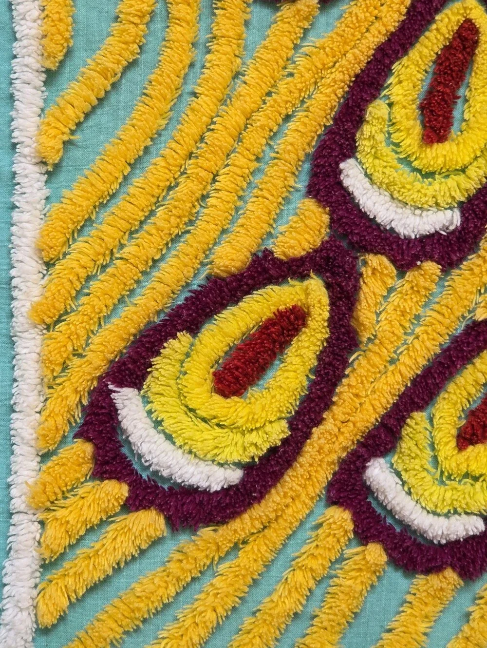 Vintage Chenille Peacock Bedspread 90